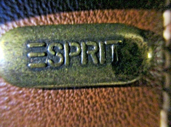 Vintage Esprit Brown and Off White Vinyl Check Ha… - image 7