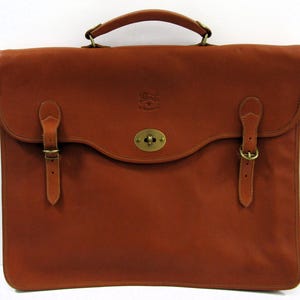 IL BISONTE Wanny Di Filippo Italy Messenger Bag Porte-documents en cuir sépia avec papiers