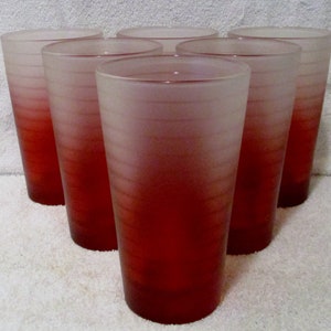 Set of 6 TGI Fridays Red Ombre Restaurant Commercial Drinking Glasses