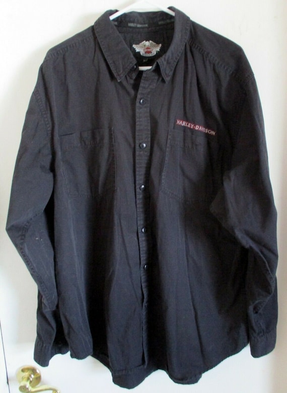 Men's Harley-Davidson Black Long Sleeve Button Dow