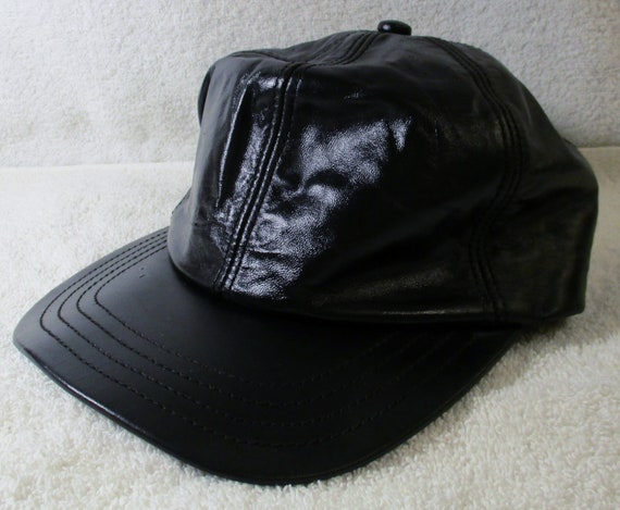black leather ball cap