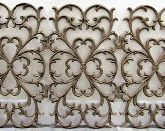 French Valante Iron Fireplace Screen Three Panel Champagne Colored