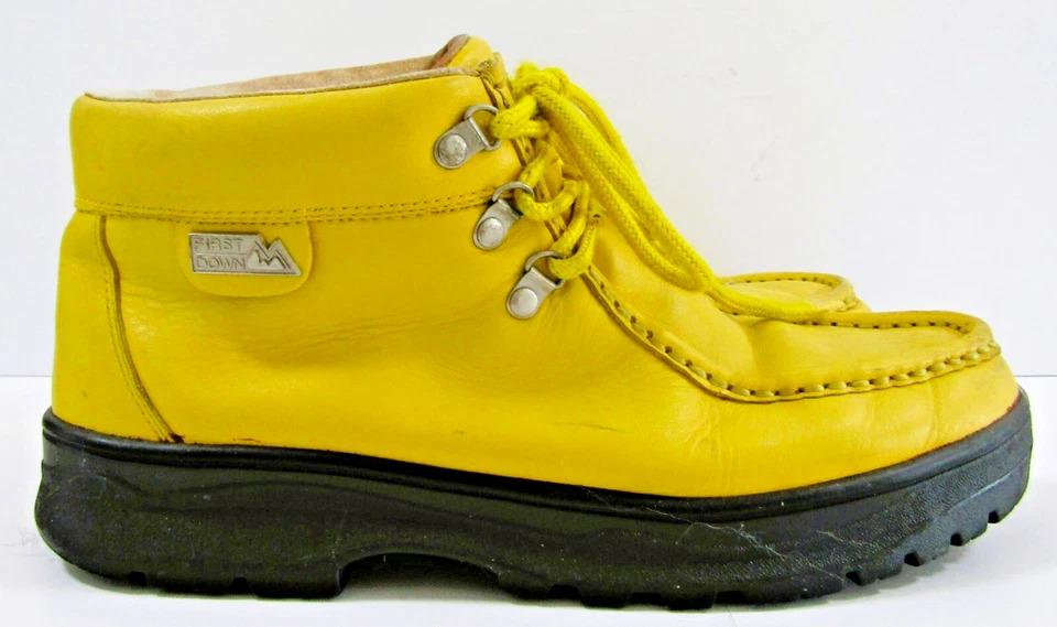 Men's First Down Yellow Leather Ankle High Boots Size 10.5 - Etsy