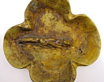 Historic Virginia Metalcrafters Brass Fox Clover Trinket Dish