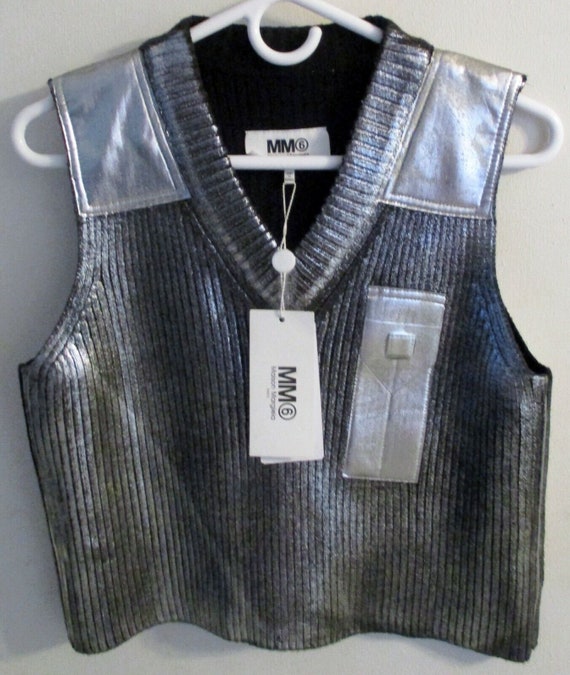 NEW MM6 Maison Margiela Patch Knit Vest in Grey Si