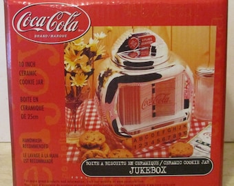 Vintage 2000 Coca-Cola Jukebox Shiny Silver Cookie Jar by Gibson w/ Original Box