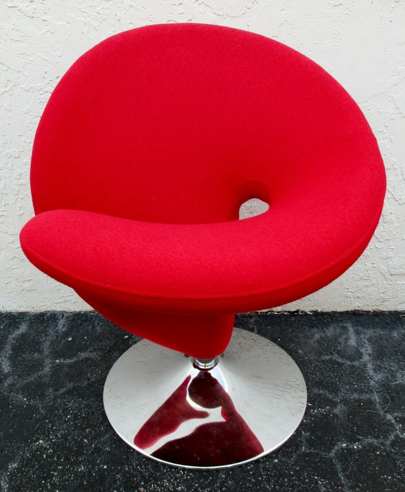 Orren Ellis Herkimer 27 Wide Red Wool Swivel Contemporary Modern