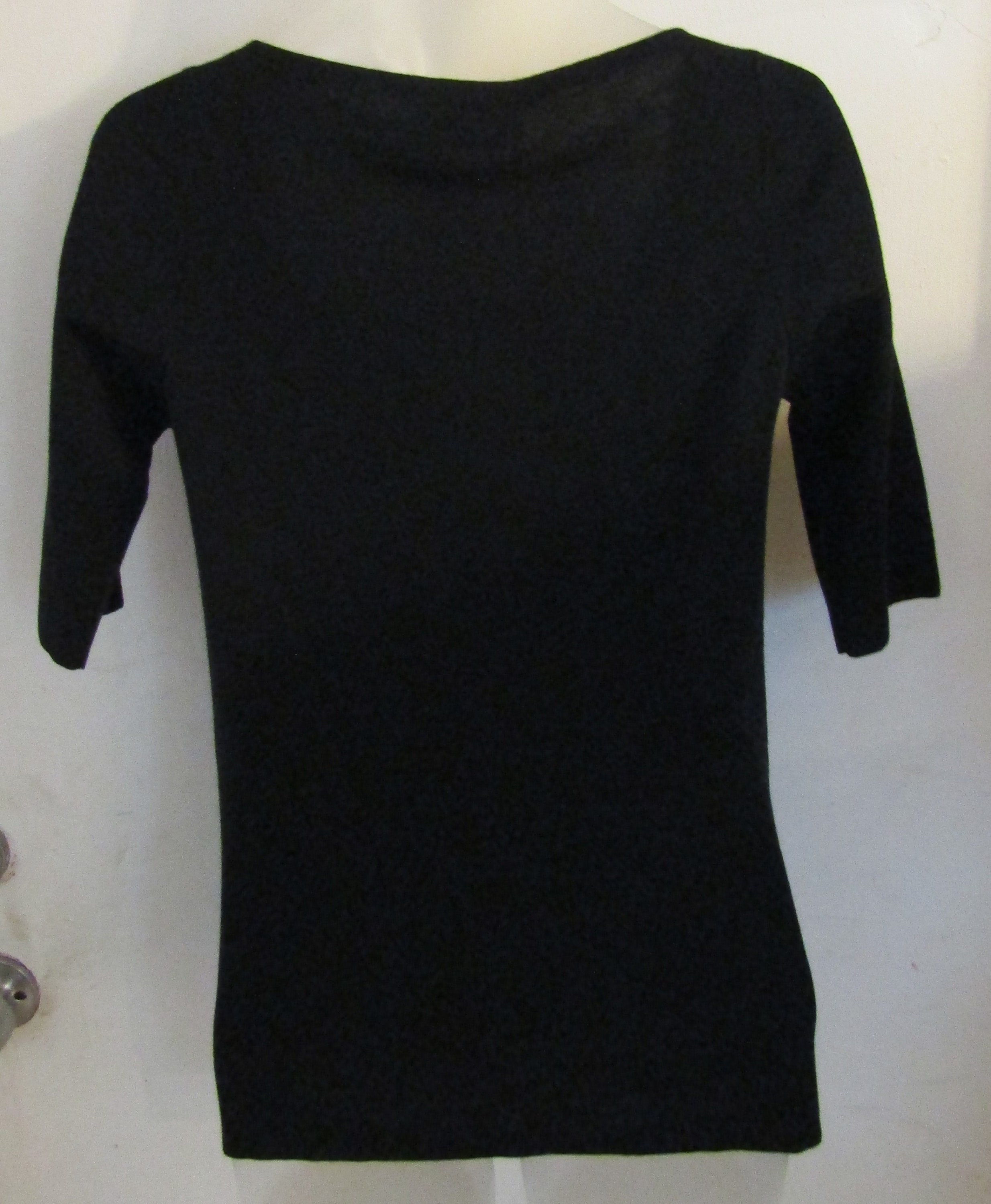 Prada Sweater Ladies Black V-neck Three-quarter Sleeve Cashmere 