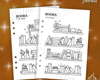 Bookshelf Tracker | Custom Book Log Journal Page | Reading Journal Spread | Refillable A5 Journal Insert | Soul Fire Journal Co