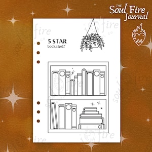 5 Star Bookshelf Tracker | Custom Book Journal Page | Reading Journal Spread | Refillable A5 Journal Insert | Soul Fire Journal Co