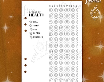 A Year Of Health Tracker | Custom Journal Page | Selfcare Journal Page | Refillable A5 Journal Insert | Soul Fire Journal Co