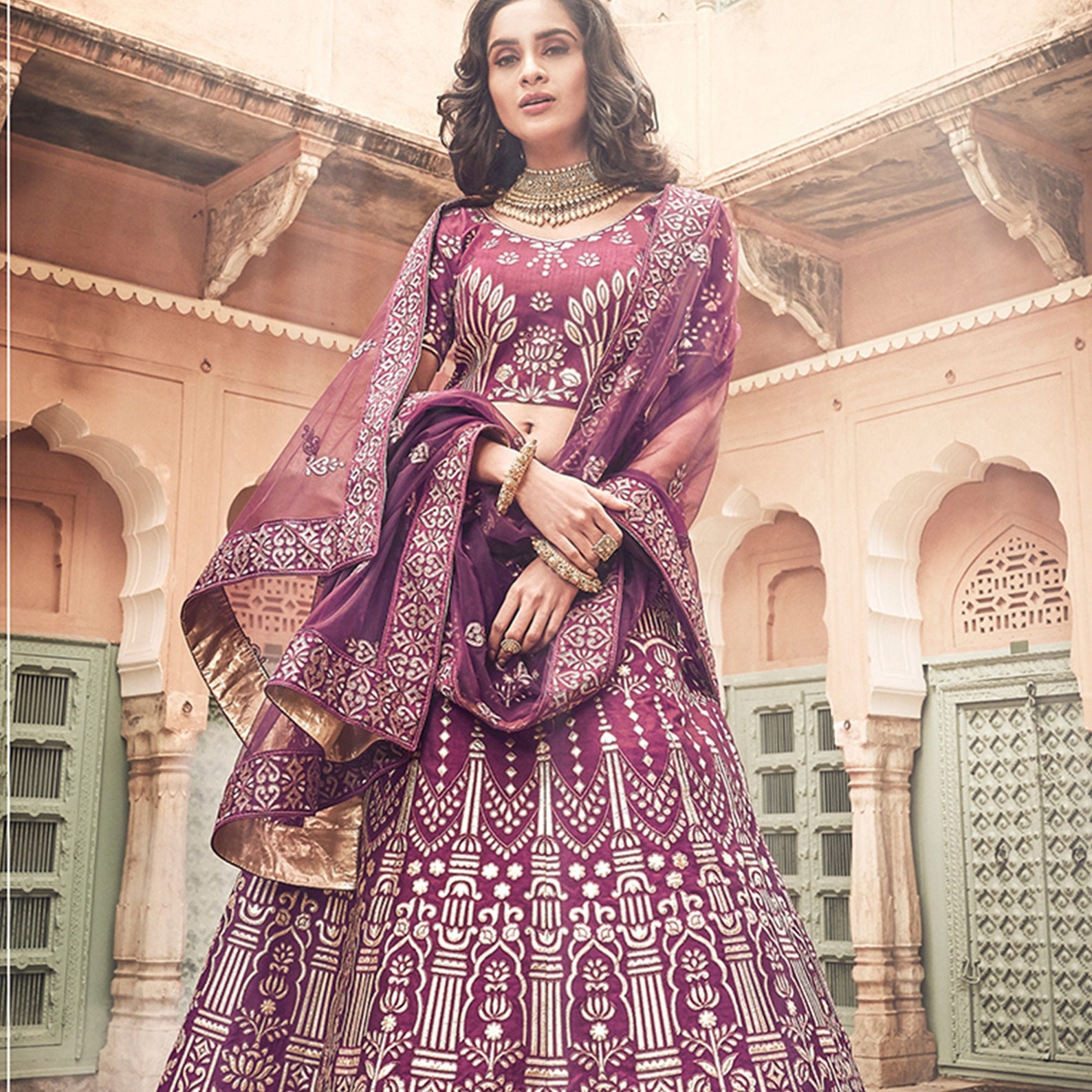 wedding lehenga wine colour