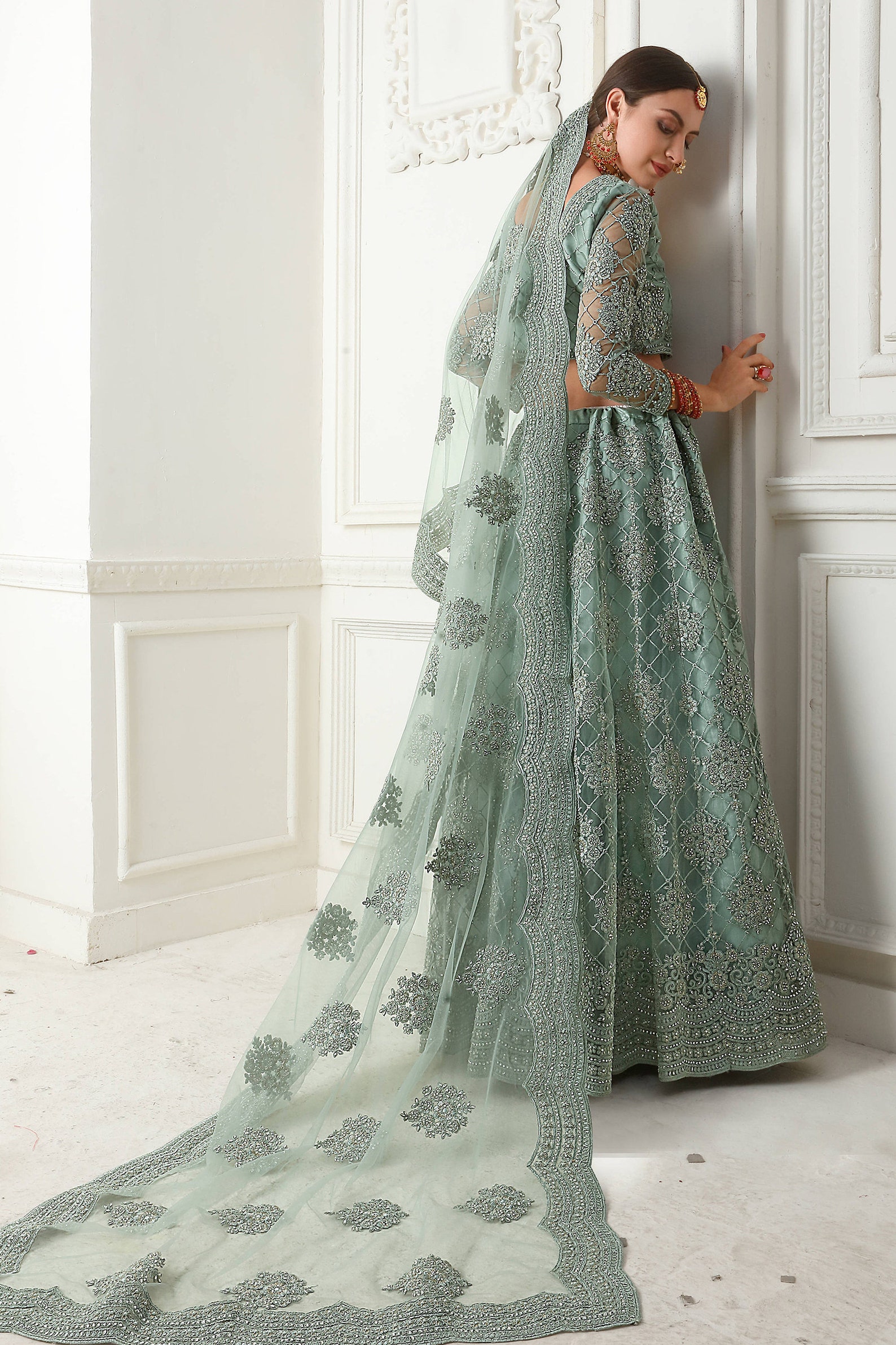 Turquoise Designer Wedding Lehenga Choli With Heavy Embroidery - Etsy