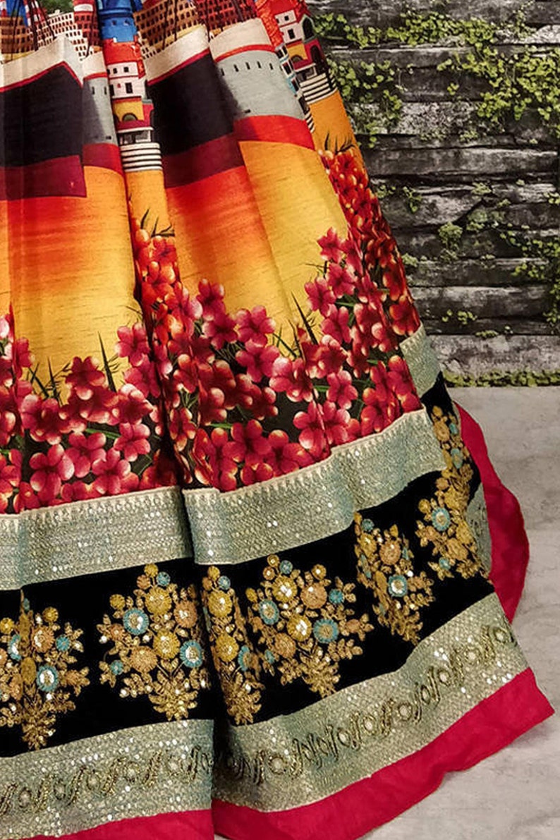 Best Designer Lehenga Choli with high quality digital embroidery work Wedding lehenga choli party wear lehenga choli Indian Lehenga choli