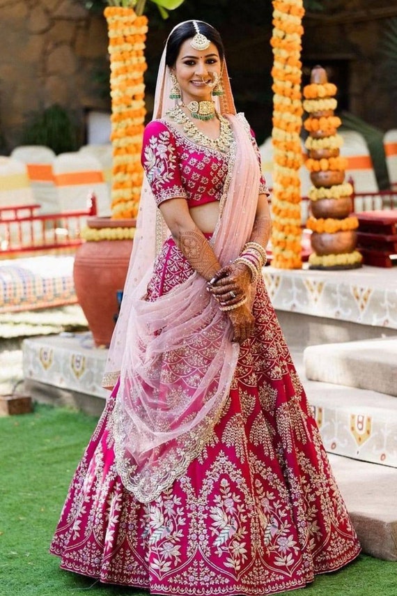 Rani Pink Designer Bridal Lehenga Choli 