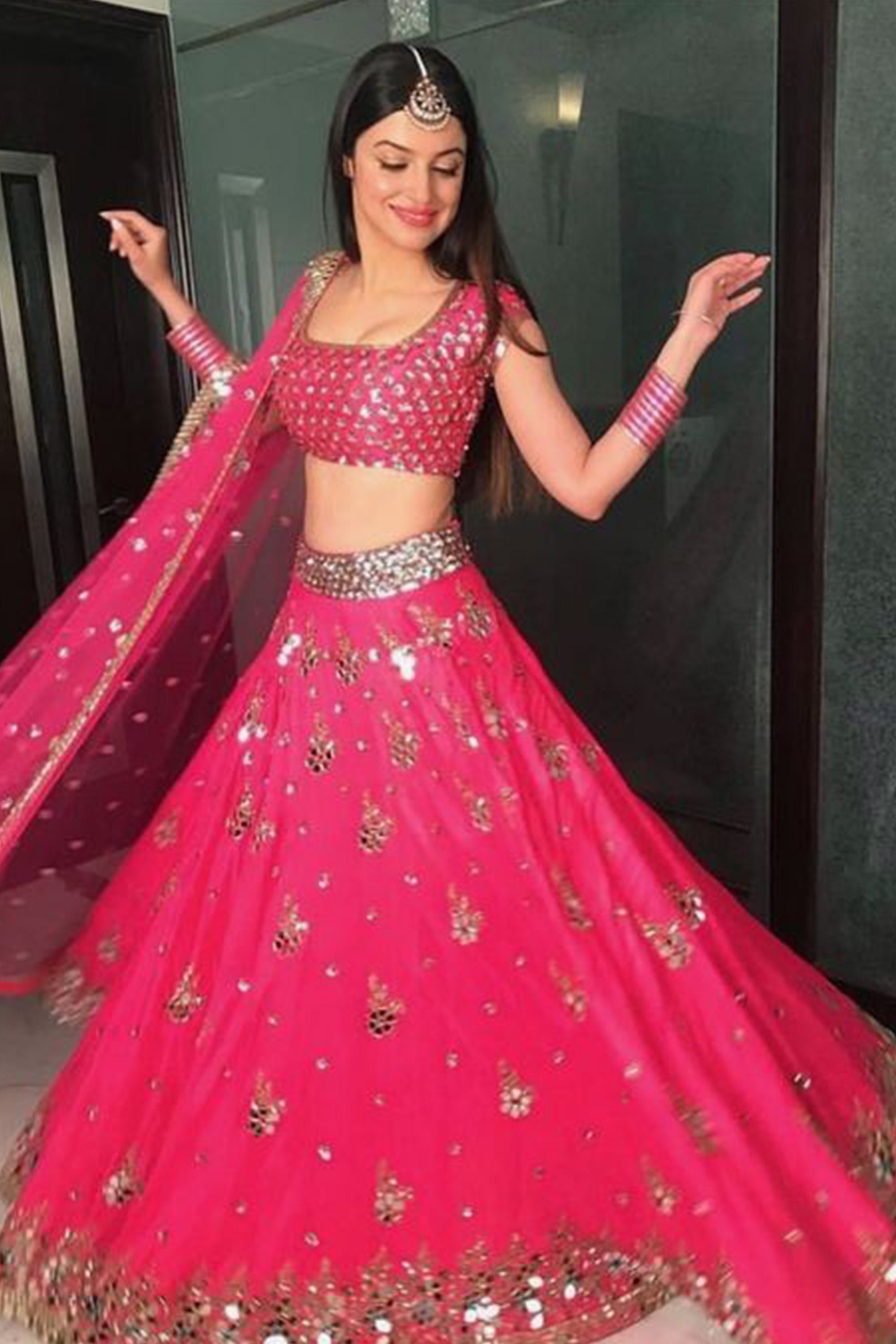 mirror work lehenga online shopping