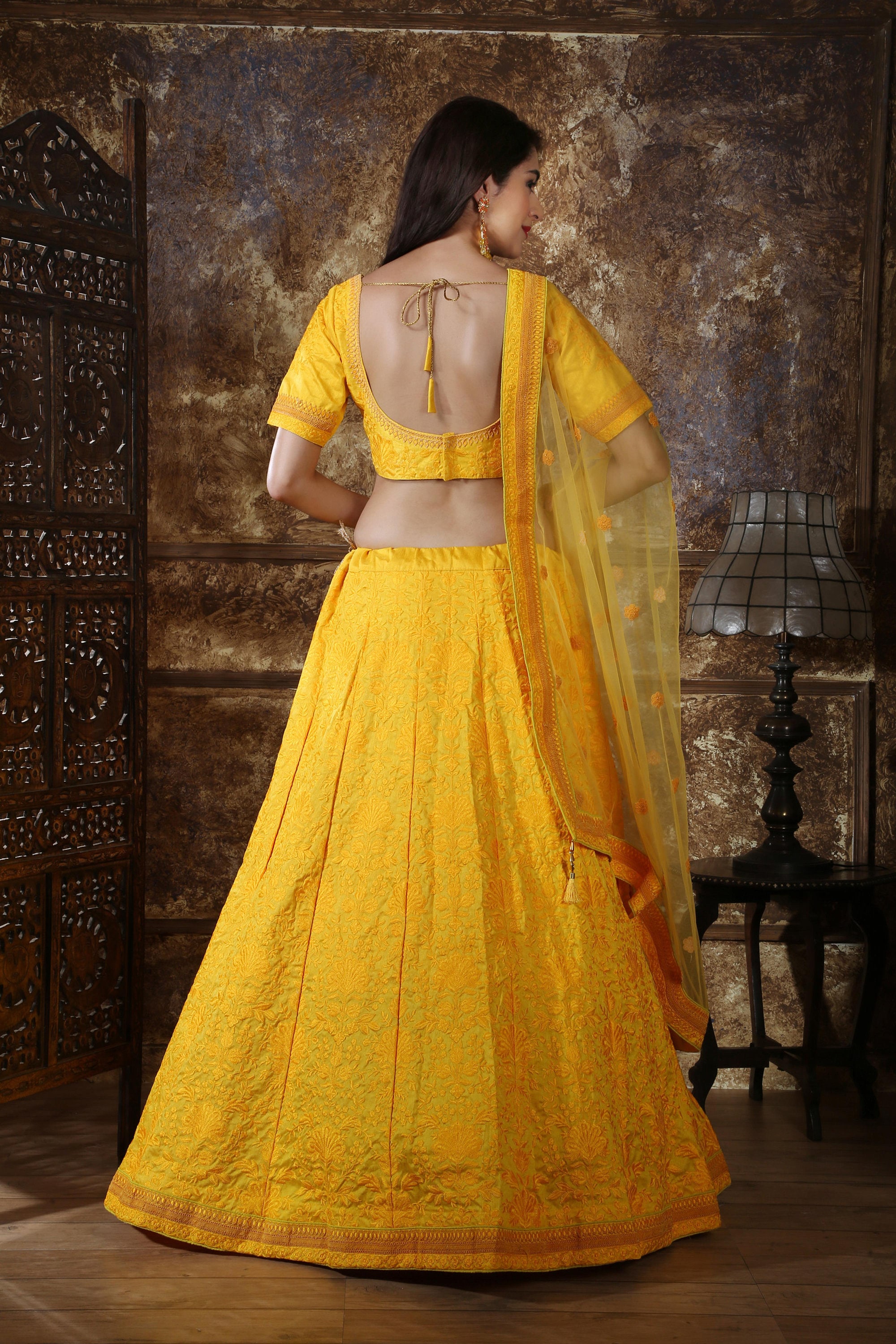 Yellow Designer Lehenga Choli with Heavy Embroidery Work Etsy