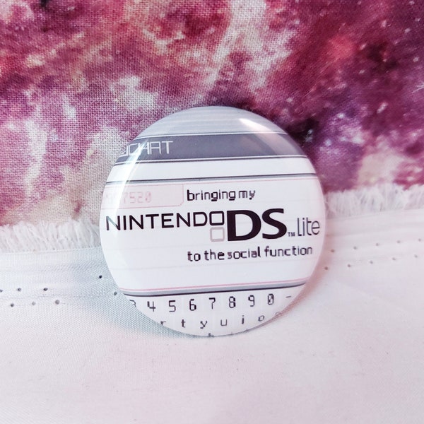 1.75" bringing my nintendo ds lite to the social function Pinback Button- Holographic Options