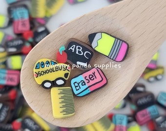 Mix School Student Teacher School Bus Alphabet Polymer Clay Slices Slime Sprinkles Charms Confetti DIY Resin - small and large mix