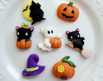 32 Pieces Halloween Slime Charms Pumpkin Witches Apple Slime Beads Flatback Resin Embellishments for Halloween Costumes Hair Accessories Phone Case Scrapbooking Decorations