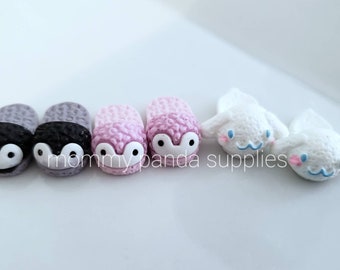 Kawaii Cute Small Size Animal Slippers Penguin Dog Cartoon  Resin Cabochon Slime Charms