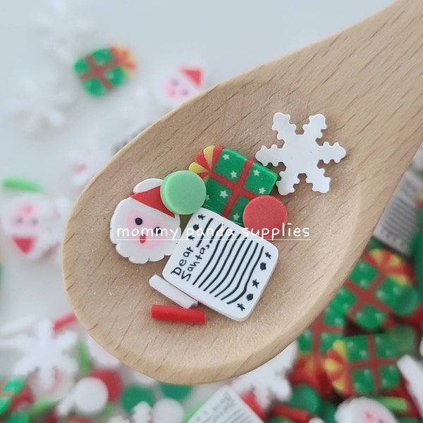 Cher Père Noël Sprinkles Lettre de Noël Flocon de neige Kawaii Mignon Pâte polymère Tranches Faux Slime Sprinkles Decoden DIY Nail Resin Art - Grand Mélange