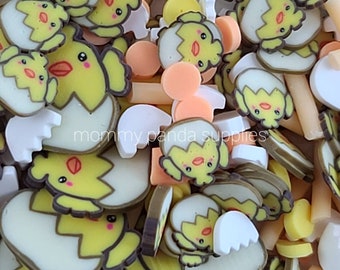 Cute Yellow Chick Hatching Egg Shell 10mm Sprinkle Circle Mix Easter Kawaii Polymer Clay Fimo Slices Slime Sprinkles DIY Nail Art