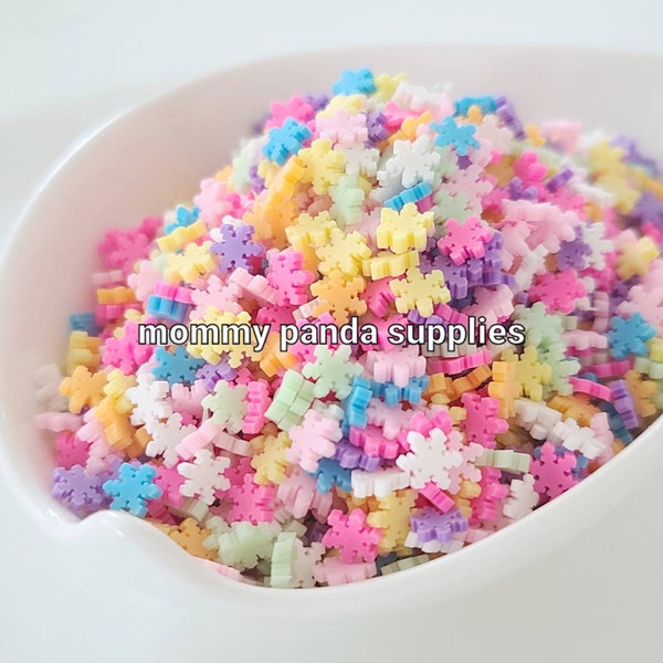 Mélange Flocon de Neige Rose Bleu Vert Blanc Orange Jaune Violet 3D Polymère Argile Fimo Tranches Slime Sprinkles DIY Résine Nail Art - Petite Taille