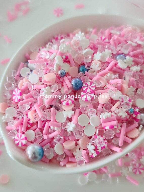 Pink Snowflake Sprinkles, Fake Sprinkles,sprinkles, Snowflake Sprinkles,  Polymer Sprinkles, Christmas Sprinkles, Sprinkles, Polymer Clay 