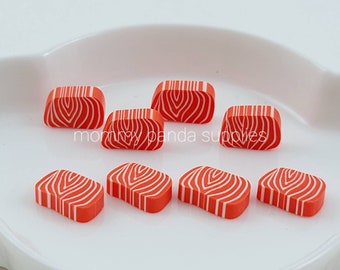 Red Sashimi Fake Raw Fish Tuna Salmon Sushi 3D Imitation Food Charms Polymer Clay Fimo Slices Slime Sprinkles DIY Resin Nail Art -Large Size