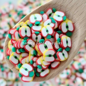 Apple Slices Red Yellow Fruit Polymer Clay Slices Fake Slime Sprinkles Decoden DIY Resin Nail Art FVS61 - Small Size