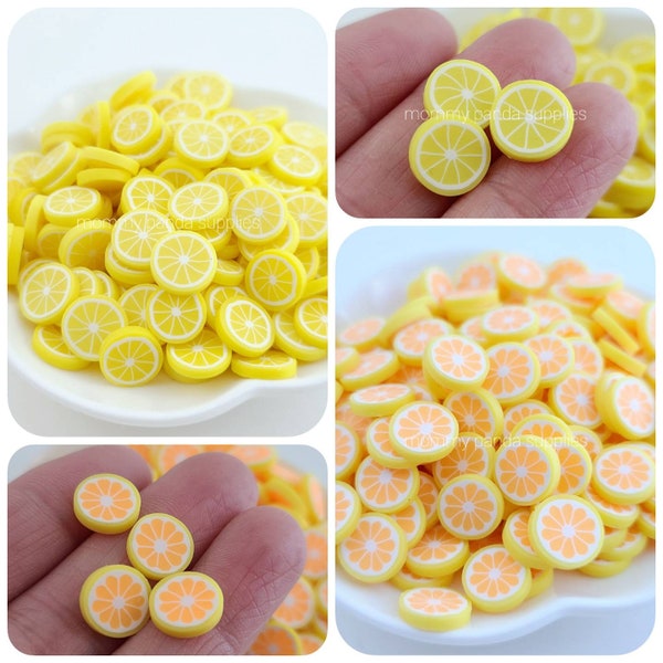 Citrus Lemon Orange Yellow Orange Fruit Polymer Clay Fimo Slices Slime Fake Sprinkles DIY Resin Nail Art FVL17y FVL14o - Large Size