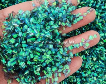 Perles bingsu irisées vert foncé en résine pour décoration Slime croquante