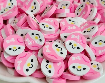 Large Size Pink Girl Rabbit Bow Animal   Polymer Clay Slices Fake Slime Sprinkles Decoden DIY - Thick Cut