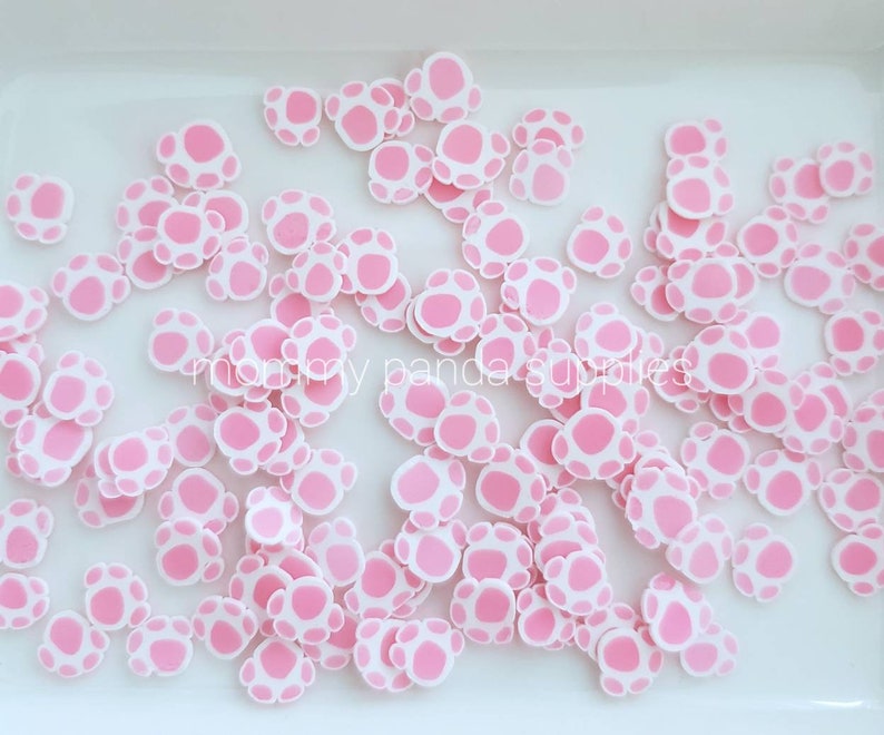 Black White Red Blue Pink Bear Animal Dog Cat Paw Print Polymer Clay Fimo Slices Slime Sprinkles