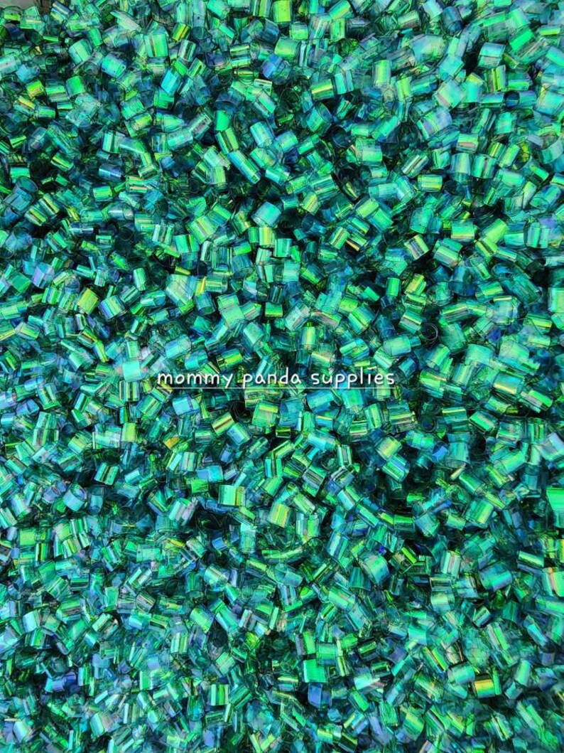 Dark Green Irsidescent Bingsu Beads Crunchy Slime Decoration Resin image 2