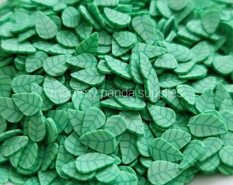 Green Leaf Leaves Tree Flower Spring Summer Kawaii Polymer Clay Slices Fake Slime Sprinkles Decoden DIY Resin Nail Art FS48 - Small Size