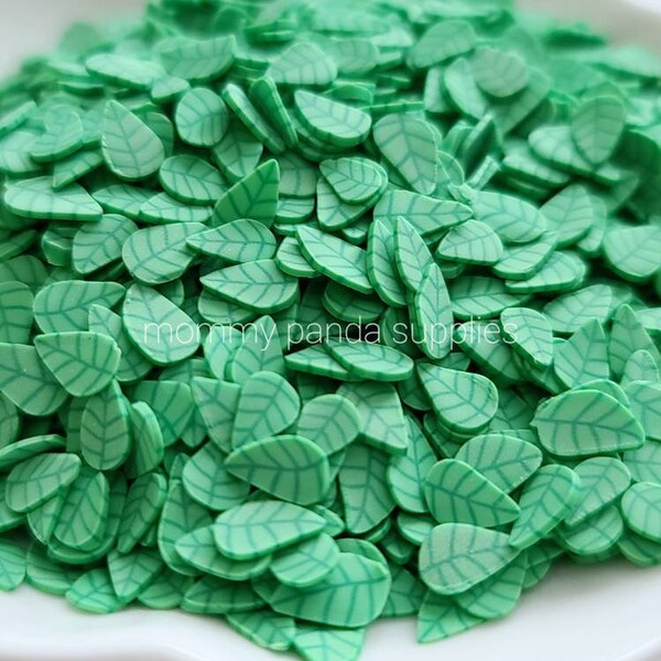 Green Leaf Leaves Tree Flower Spring Summer Kawaii Polymer Clay Slices Fake Slime Sprinkles Decoden DIY Resin Nail Art FS48 - Small Size