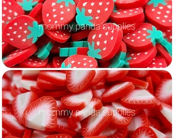 Strawberry Berry Fruit Slice Large Size 10mm Polymer Clay Fimo Slices Slime Sprinkles DIY Nail Art FVL54 - Thick Cut 2mm