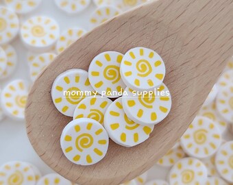 Sun Sunshine Circle Pretty Pastel Yellow Polymer Clay Fimo Slices Slime Sprinkles Confetti Nail DIY Resin RS23 RL23 - Small and Large Size