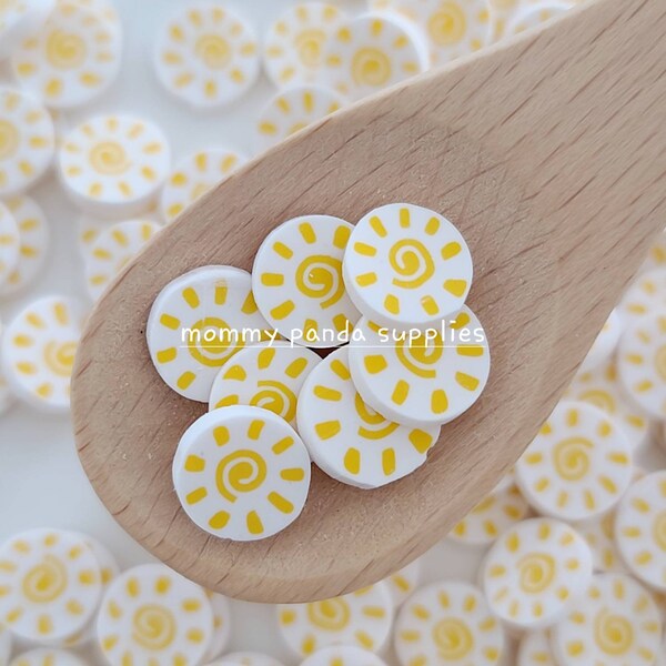 Sun Sunshine Circle Pretty Pastel Jaune Polymère Argile Fimo Tranches de Bave Saupoudrer Confetti Nail DIY Résine RS23 RL23 - Petit et grand format