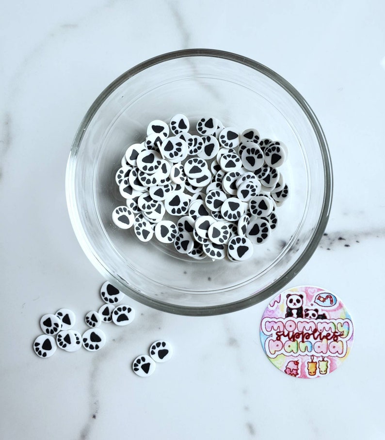 Black White Red Blue Pink Bear Animal Dog Cat Paw Print Polymer Clay Fimo Slices Slime Sprinkles