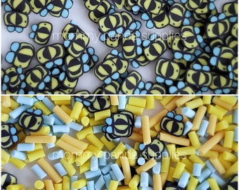 Cute Bumble Bee Insect and Mix Spring Summer Polymer Clay Fimo Slices Slime Sprinkles DIY nail art