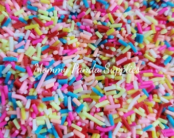 Mix Colour Color Pink Purple Blue White Yellow Polymer Clay Sprinkles Mix for Slime Resin Art and Crafts - Thin Size