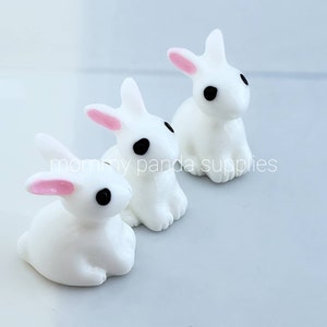 Mignon Kawaii Lapin Blanc Animal 3D Résine Cabochon Slime Charmes Embellissement