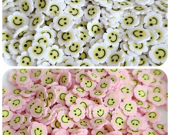 Smiling Flower Sunflower Happy Face Pink White 3D Polymer Clay Fake Fimo Slices Slime Sprinkles Diy Resin Nail Art FS23 FS24 - small size