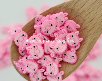 Cute Pig Animal Kawaii Polymer Clay Fimo Slices Fake Slime Sprinkles Confetti Resin DIY AS38 - Small Size