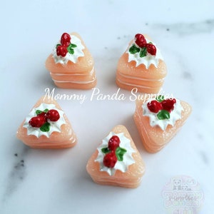 Pink Peach Blush Cake with Strawberry Resin Cabochon Charms