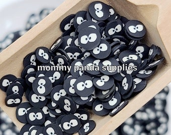 Black White Eyes Kawaii Cute Polymer Clay Fimo Slices Slime Sprinkles DIY Nail Resin Art - Small Size