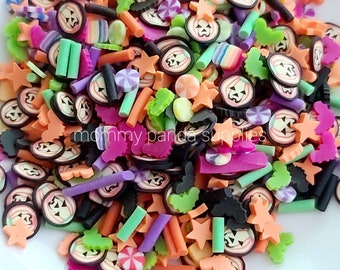 Trick or Treat Sprinkle Star Mix Pumpkin Bats Candy Spooky Halloween Polymer Clay Fimo Slices Slime Sprinkles DIY Resin Nail Art HWSM36